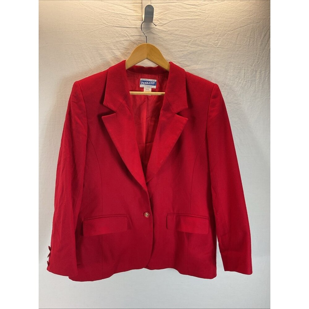 VTG Pendleton 100% Wool Red Blazer Jacket Women’s Size 10 holiday festive USA